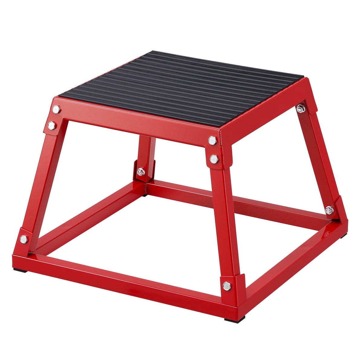 VEVOR 12-Inch Plyometric Jump Box Steel Plyo Platform Anti-Slip Silicone Top 500 Lb Capacity for Home Gym Training Box Jumps Step-Ups & Strength Conditioning – Red