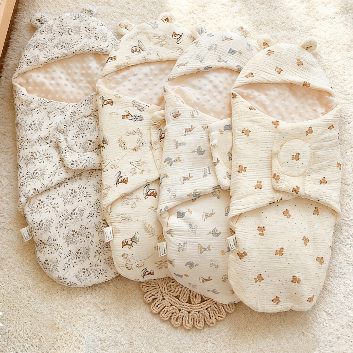 Thickened Baby Blanket with Beanbag Filling, Extra Comfort Warm Cozy Infant Blanket for Newborns & Babies, Soft Plush Baby Cuddle Blanket, Jungle Bunny & Flowering Hibiscus