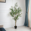 Artificial Olive Tree 5.25ft/6ft/7ft – Lifelike Multi-Trunk Faux Olive Tree with Realistic Leaves & Olives Pre-Potted for Home Office Porch Mediterranean Farmhouse Decor