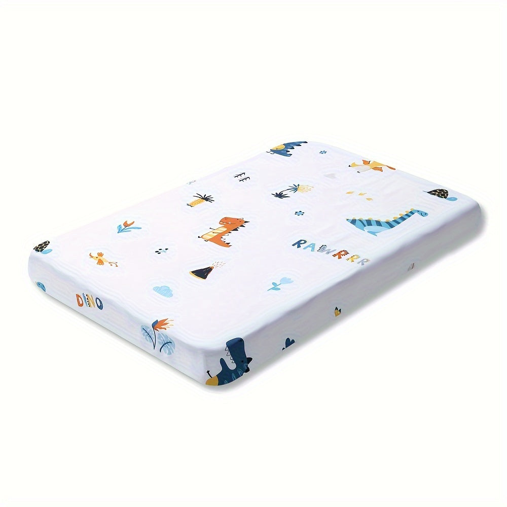 BEEWEED Soft Polyester Crib Fitted Sheet, Cute Crocodile Animal Print Baby Mattress Cover for Boys & Girls, Hand Washable Nursery Bedding for Infants, Crocodile