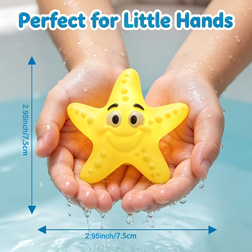 No-Hole Light-Up Glitter Sea Animal Bath Toys, Floating Bathtub Fishing Toy Set for Kids, Colorful Glow Water Toys for Bathtub Pool & Party Play, Random Colors, 2/4/6/8-Piece Sets