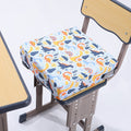 Portable Kids Dining Booster Seat Cushion, Cartoon Animal Dinosaur World Print High Density Foam Non-Slip Safe Chair Pad with Detachable Cover, Fits Most Chairs for Home Outdoor & Bench Use