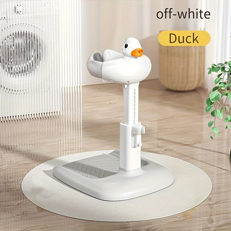Adjustable Folding Baby Bath Stand & Shower Rack, Non-Slip Standing Sponge Bath Table for Infants & Young Children, Duckling Design in Gray & Khaki