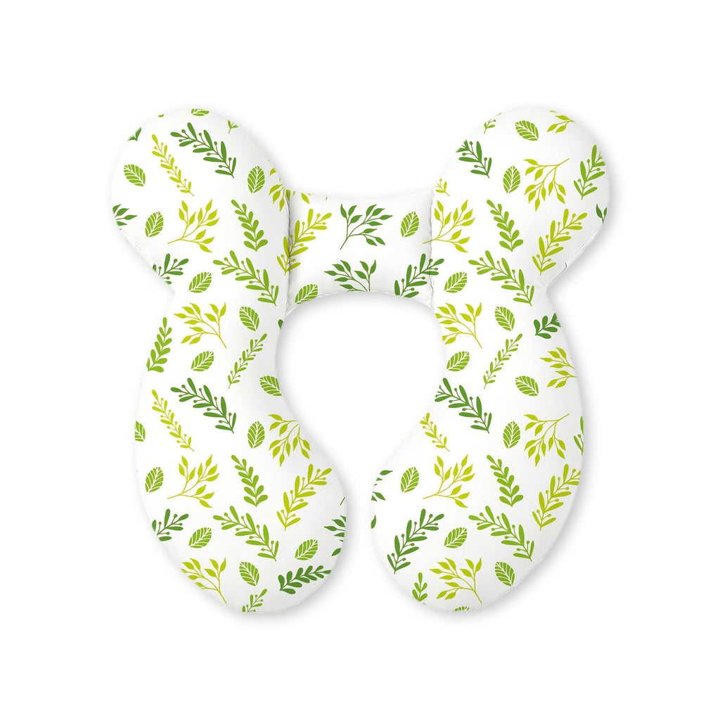 Kids Car Seat Headrest Pillow, Universal Child Head Support Neck Pillow for Boys & Girls, Cute Patterns including Green Leaves Pink Bow Rainbow Grey Stars & Gray Clouds