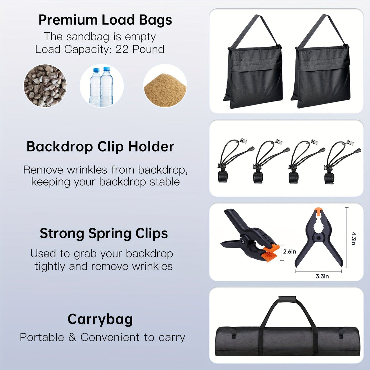 8.5 x 10ft Adjustable Photo Backdrop Stand Kit with Carrying Bag - Background Support System for Photography, Video Studio, Parties, Events & Advertising Display