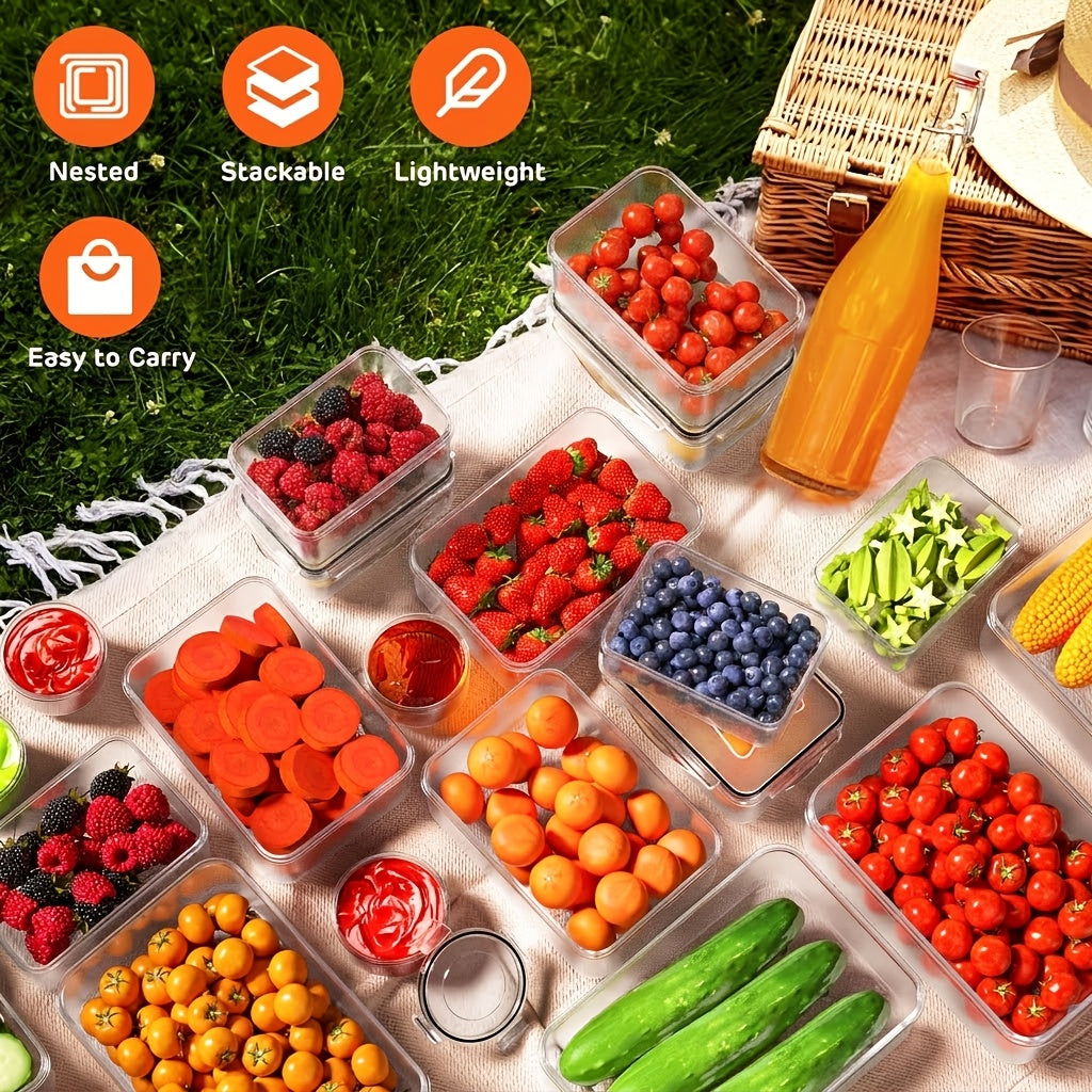 Airtight Food Storage Container Set - 24, 40 & 48-Piece, Leak-Proof 4-Side Locking Lids, Stackable, Food-Grade Plastic, Fridge, Freezer & Dishwasher Safe - Pantry, Kitchen, Travel & Picnic with Labels