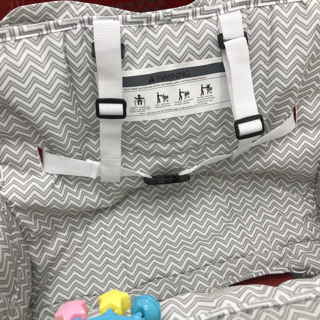 Baby Shopping Cart Cover & High Chair Cushion, Soft Premium Fabric Baby Cart Seat Cover for Supermarket Shopping Carts High Chairs & Trolleys, Skin-Gentle Padded Baby Outing Seat Cushion, Grey Stripe