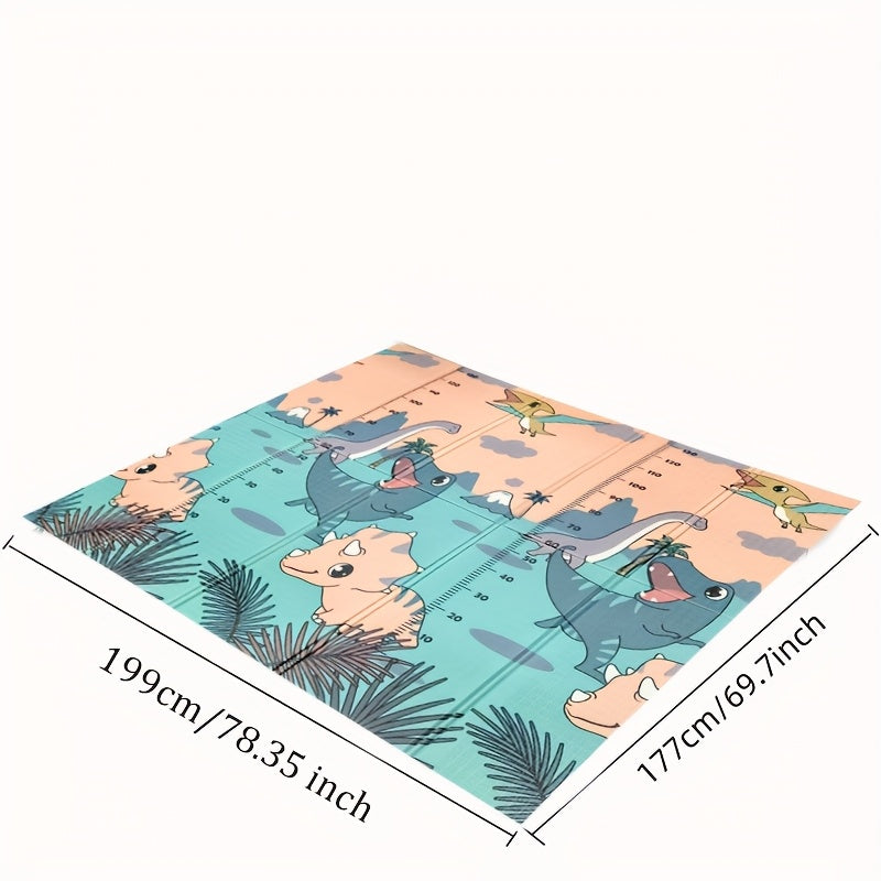 Baby Crawling Mat, Non-Slip Stain-Resistant & Easy-Clean Educational Floor Mat, Foldable & Portable Play Mat for Living Room, Grey-Brown Bear & Dinosaur Paradise Design, 78.74"x70.87"