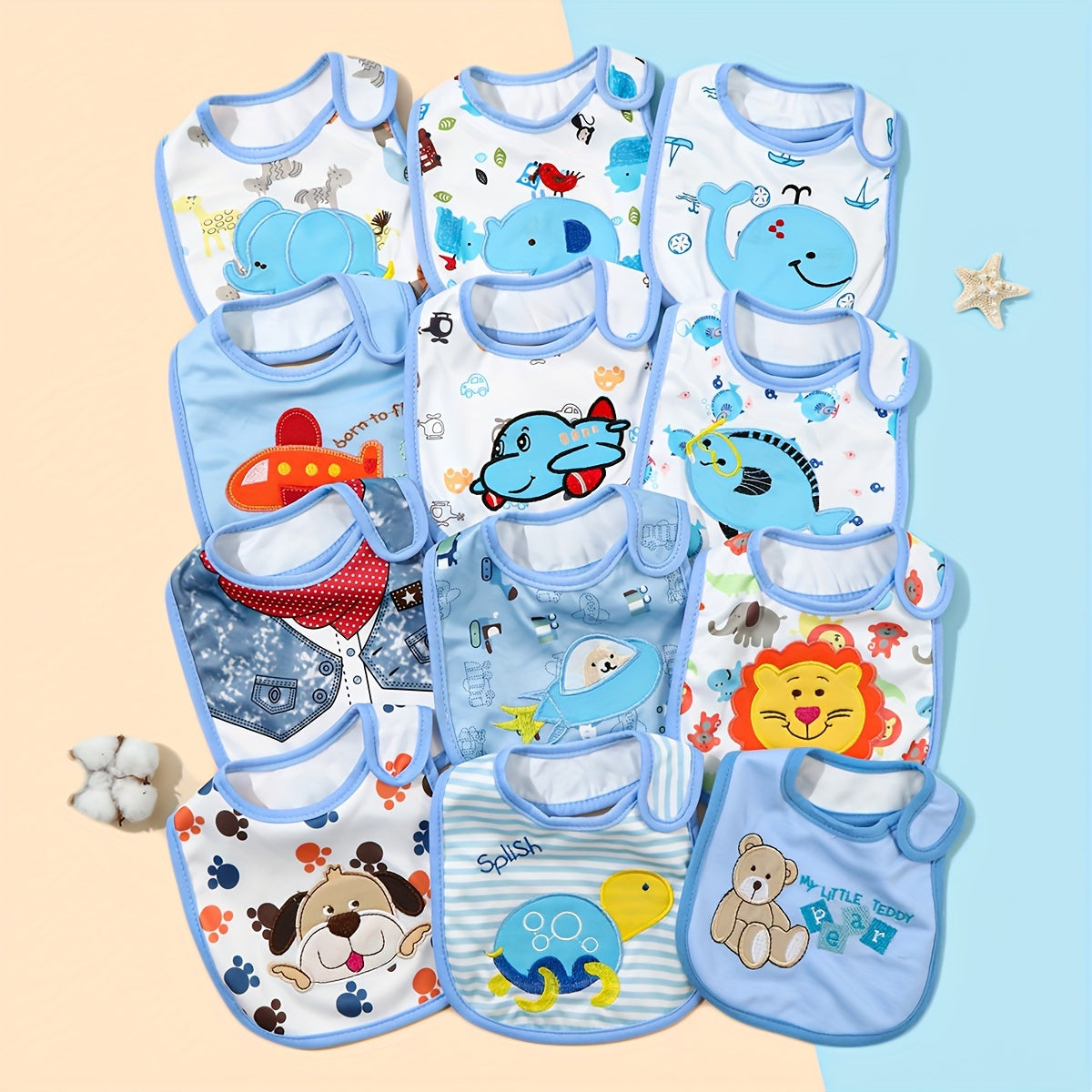 Baby Bibs Set of 5, Soft Newborn Saliva Drool Towel Bandana Bibs for Infant Toddler, Absorbent Feeding Burp Cloth for Boys & Girls, Mixed Color Baby Shower Gift