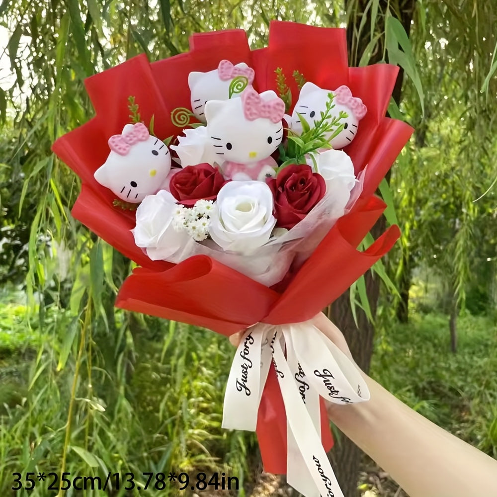 Artificial Rose Flower Arrangement – Character Design Home & Wedding Decor Photo Prop Gift for Christmas Valentine’s Day & Mother’s Day