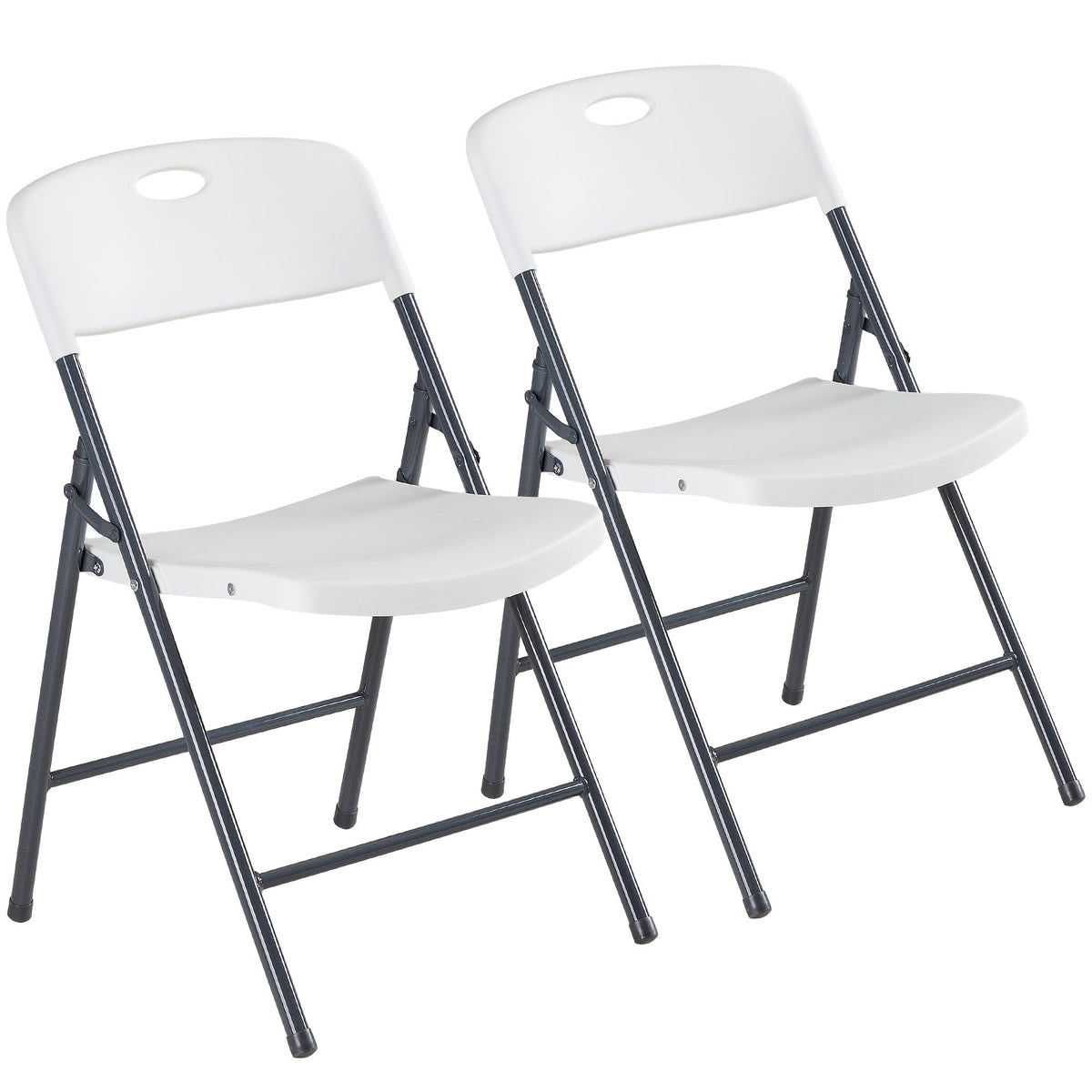 Plastic Folding Chairs 375LB Heavy Duty Lightweight Foldable Set of 2 4 6 for Office Party Outdoor Events Camping Wedding Black White