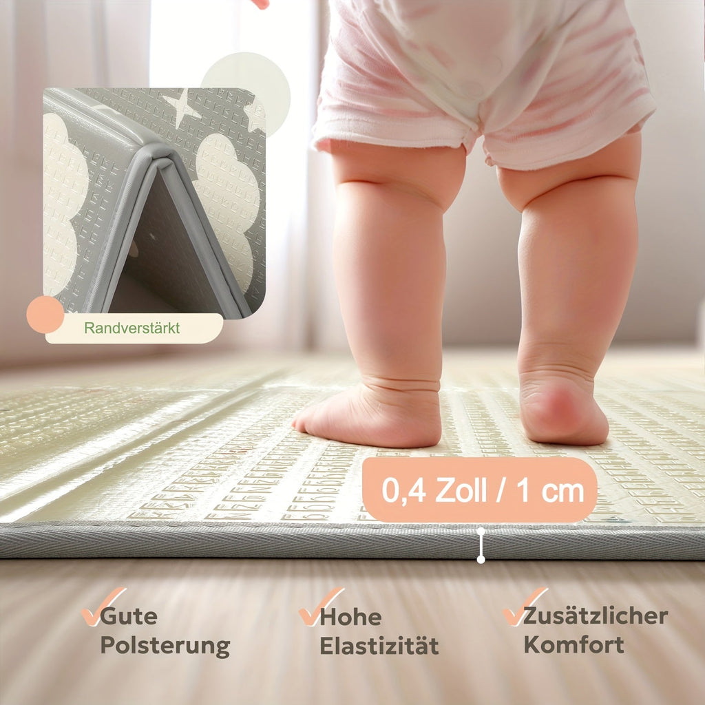 Extra Large Reversible Foldable Foam Baby Play Mat, Rainbow Cloud & Moon Design Non-Toxic Waterproof Floor Playmat with Edge Reinforcement & Travel Bag, 2 Sizes: 71x59" & 71x79"