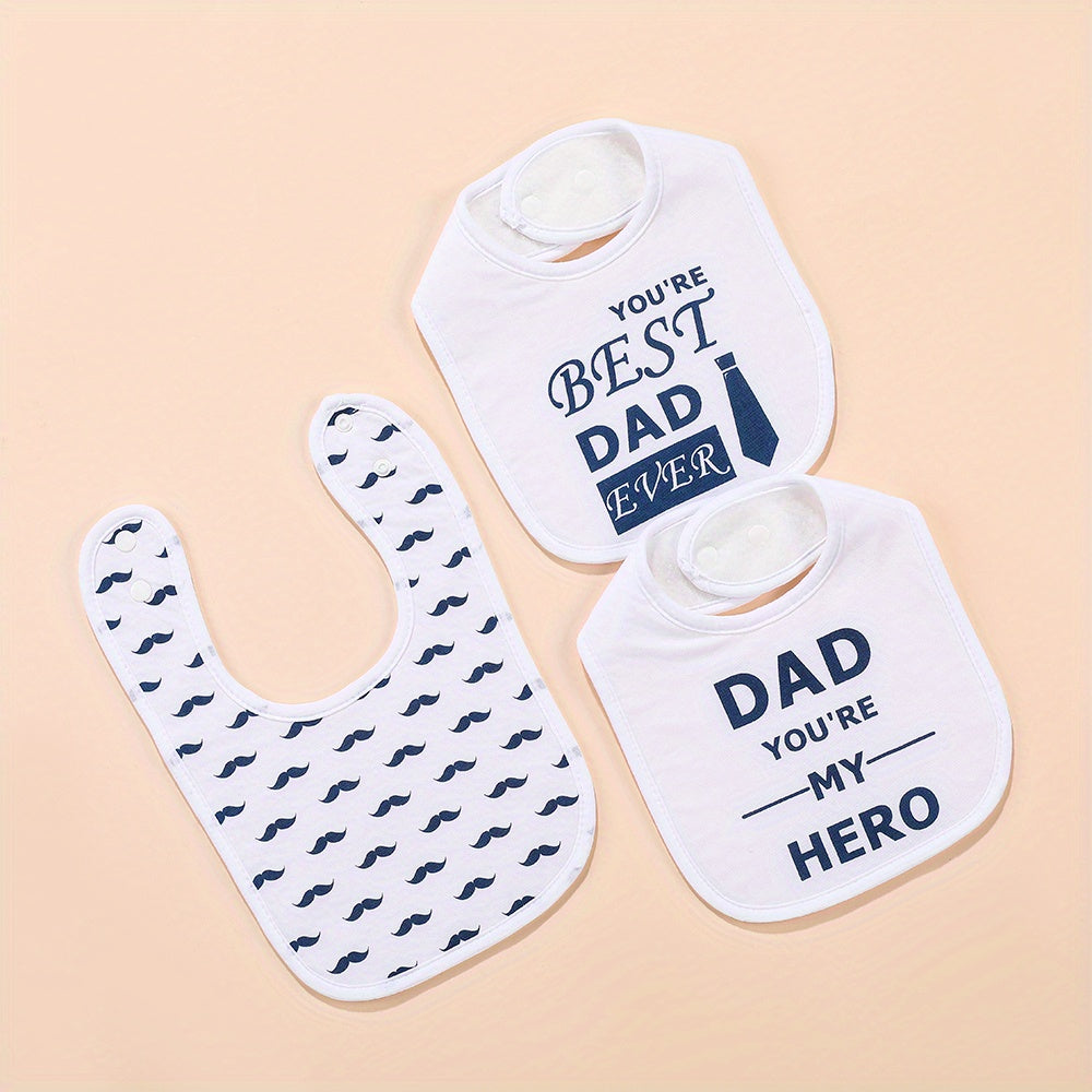 Baby Drool & Teething Bibs Set of 3, Cute Family & Love Themed Infant Bib for Boys & Girls, Soft Absorbent Newborn Bib with Funny Sayings, Baby Shower Gift for New Parents