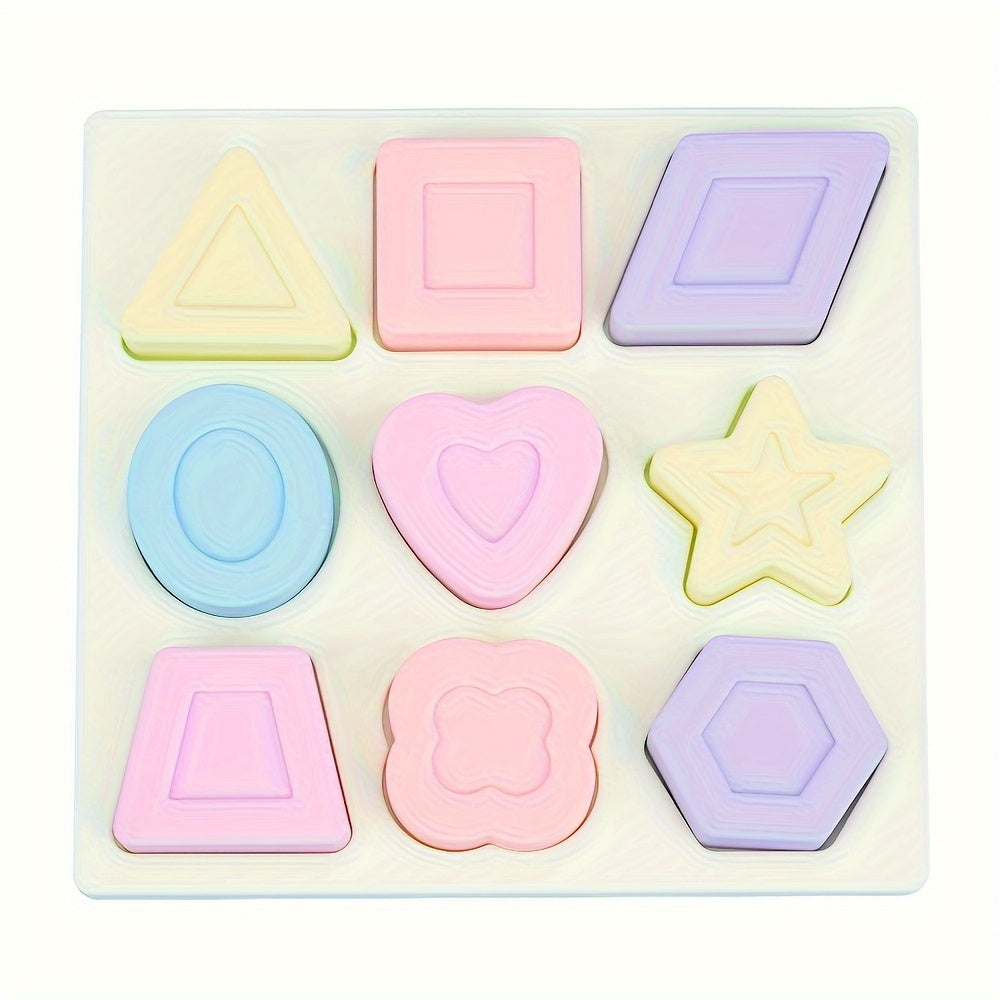 Educational Geometric Shape Matching Blocks Game, Food-Grade Silicone Tabletop Competitive Thinking Skills Toy for Kids, Dark Color & Light Color, Halloween Christmas Birthday Gift