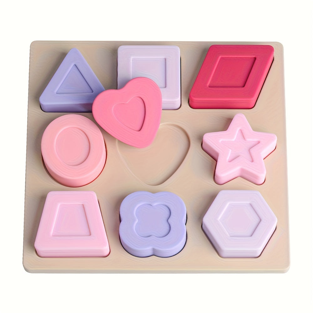 Educational Geometric Shape Matching Blocks Game, Food-Grade Silicone Tabletop Competitive Thinking Skills Toy for Kids, Dark Color & Light Color, Halloween Christmas Birthday Gift