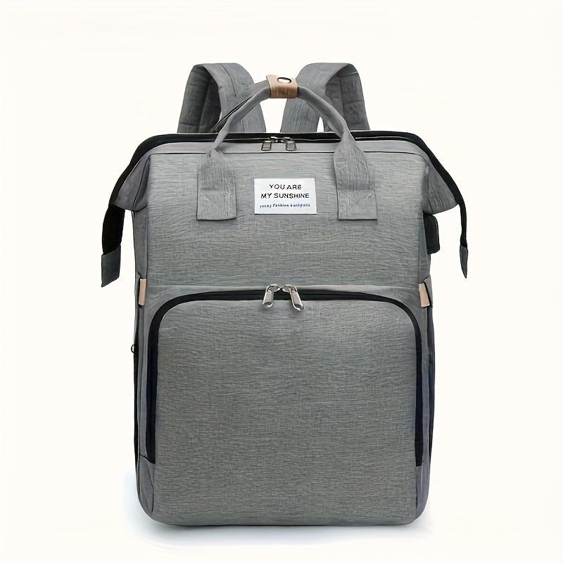 Women's Large Capacity Expandable Travel Backpack, Heavy-Duty Multi-Compartment Foldable Laptop Backpack for Work & Travel, Durable Polyester Carryall in Dark Blue & Grey