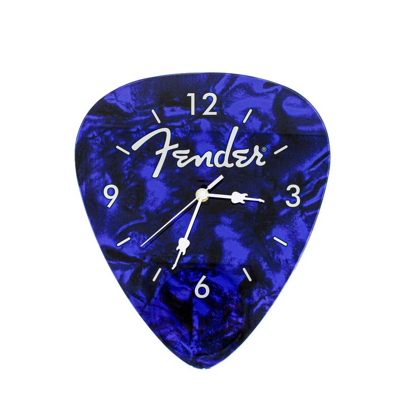 Fender Guitar Pick Shaped Wall Clock - Music Room, Studio & Home Decor - Blue