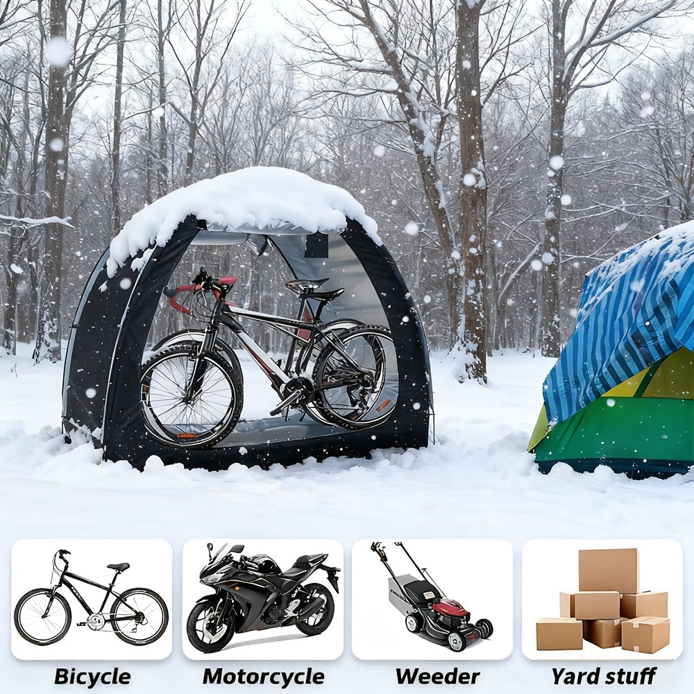 Outdoor Bike Storage Shed Tent - PU 4000mm Waterproof 210D Oxford Fabric, UV Resistant, Ventilation Windows - Fits 2-3 or 4-5 Bikes, Garden Tools & Lawn Mower - Black