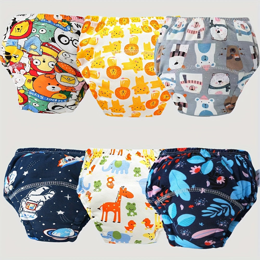6-Pack Soft Breathable Cotton Potty Training Pants, Washable Reusable Absorbent Toddler Training Underwear with Extra Padding, 3 Sizes & 3 Styles Including Animal Mixed & Pink Series
