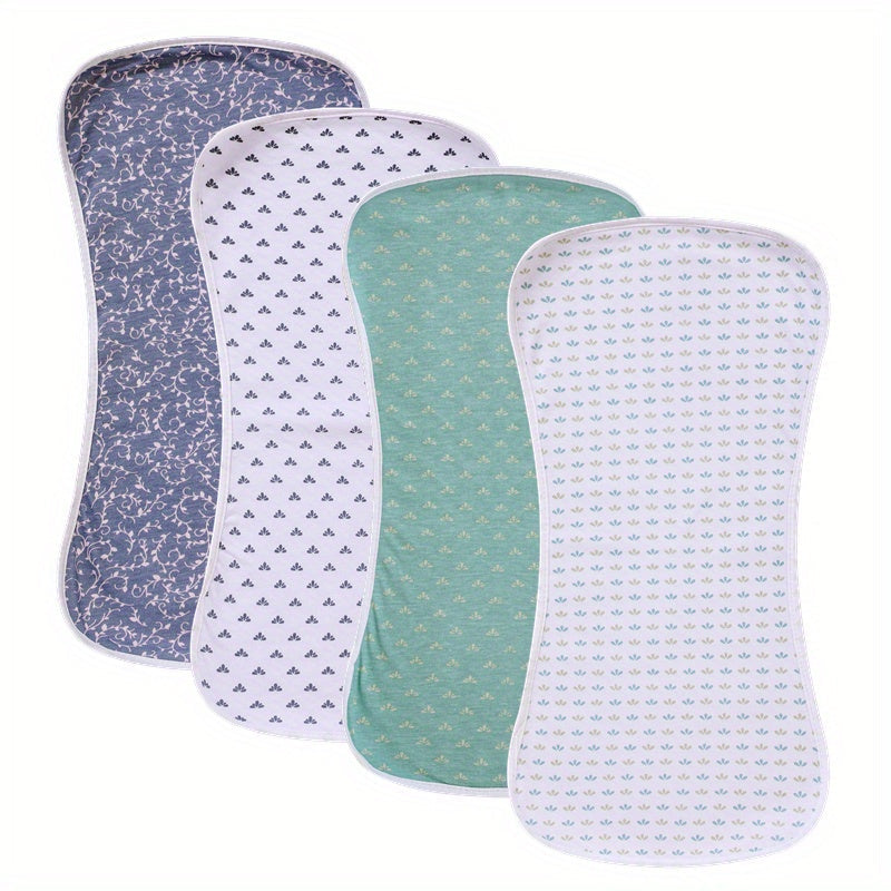 4-Pack Ultra-Soft Cotton Baby Burp Cloths Large Absorbent Unisex Cute Designs – Newborn Burping Cloths for Boys Girls Pink Green