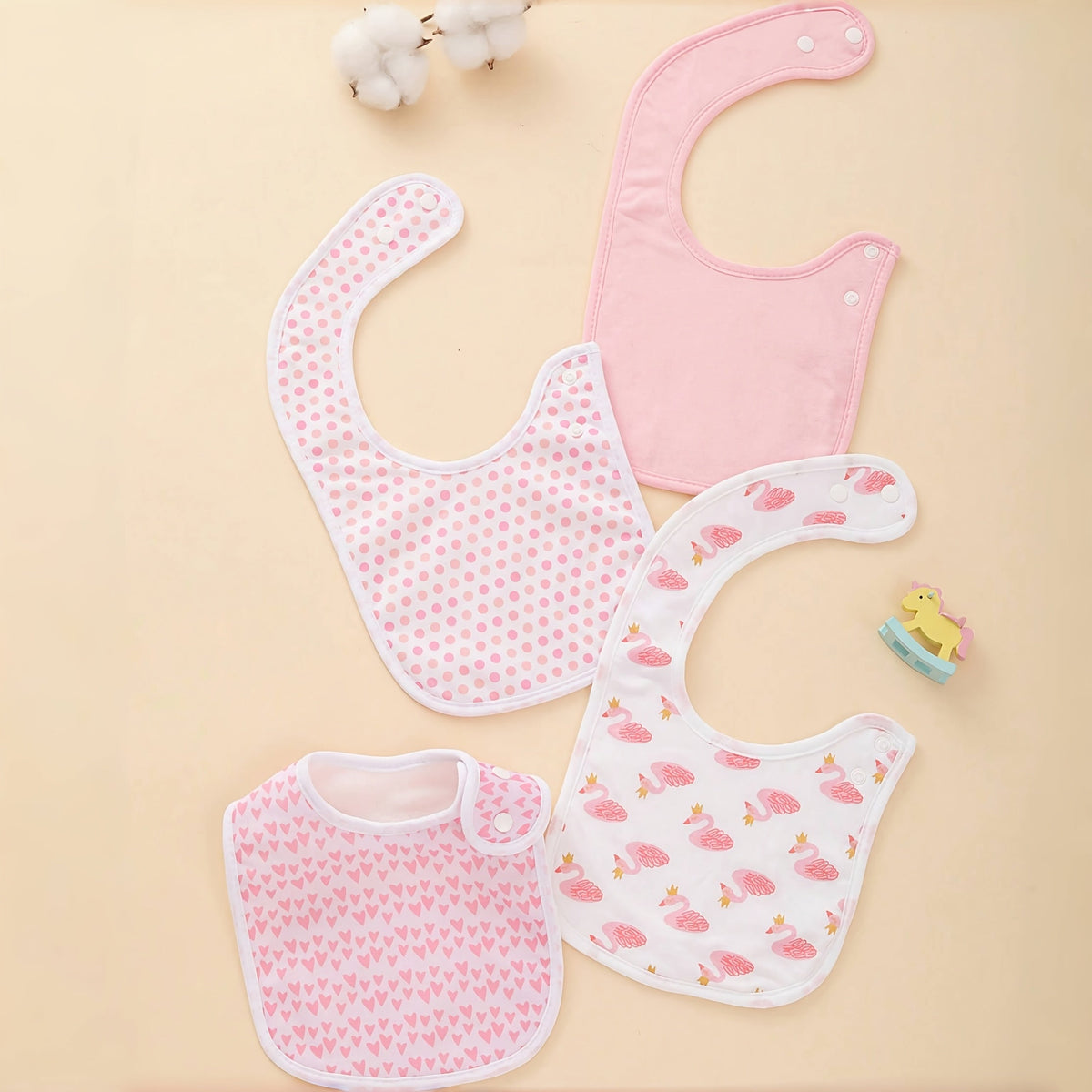 4-Pack Soft Absorbent Baby Bibs with Cute Printed Patterns, Drool & Feeding Bibs for Newborns Infants & Toddlers, Baby Bib Set for Boys & Girls, Multiple Color Options