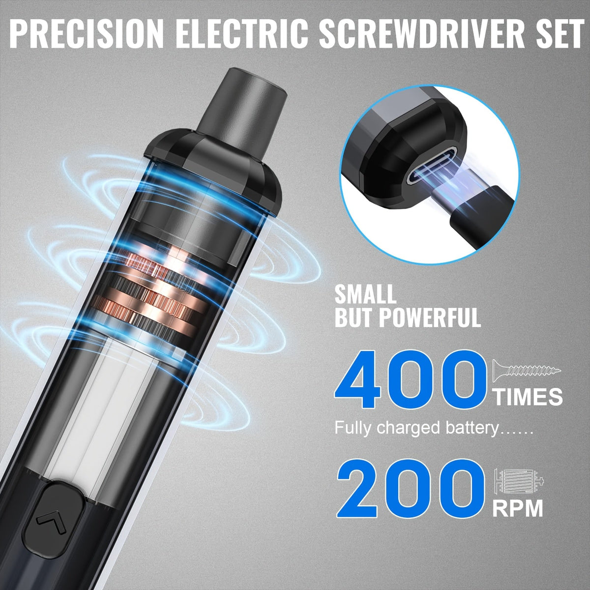 68-in-1 Electric Screwdriver Set - Ergonomic Design, Precision Control, Convenient Storage for Home Repairs, DIY & Professional Use - Gray