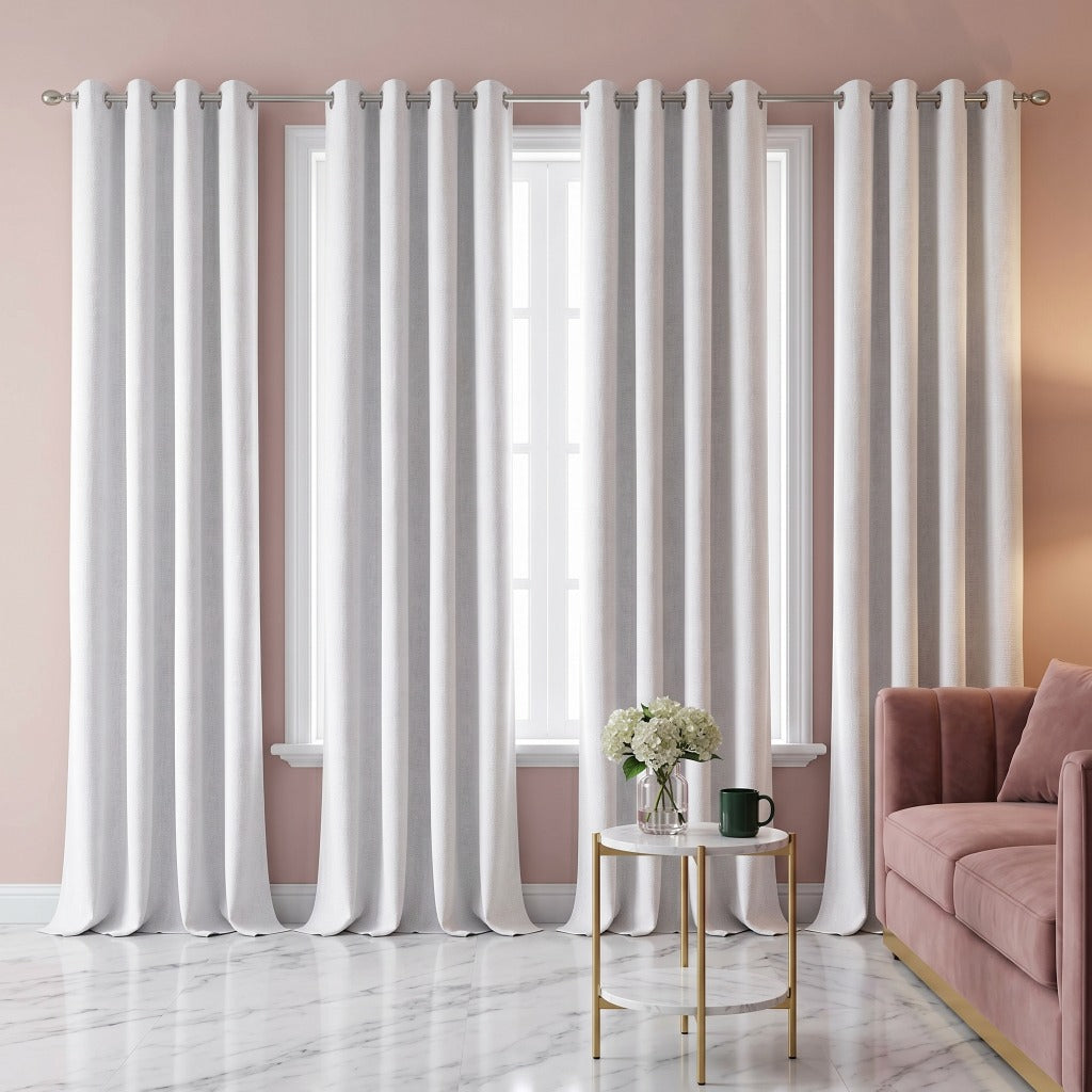 Linen Textured 100% Blackout Curtains 4 Panels Machine Washable Window Drapes – Rust Light Grey Khaki 54W x 84L Inch