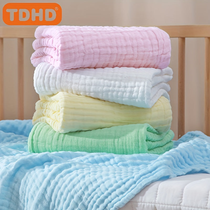 6-Layer Muslin Gauze Baby Bath Towel Blanket, Ultra-Soft Absorbent Bubble Gauze Wrap for Newborn Infant, Skin-Friendly Pure Cotton Swaddle Towel for Boys & Girls