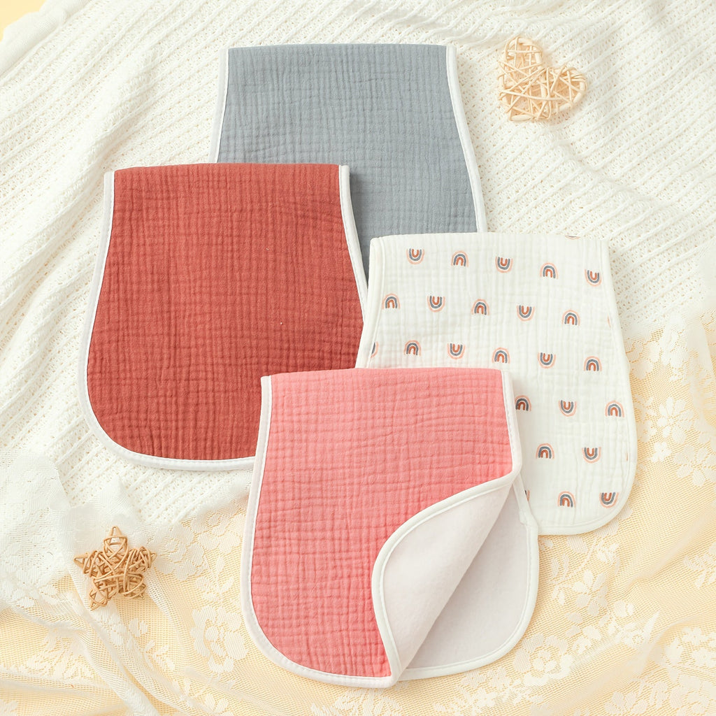 Muslin Baby Burp Cloths Set, Soft & Absorbent Printed Designs for Boys & Girls, 3-Piece Polka Dot, 4-Piece Rainbow Print & 5-Piece Star, Ideal Feeding Cloths for Infants & Toddlers