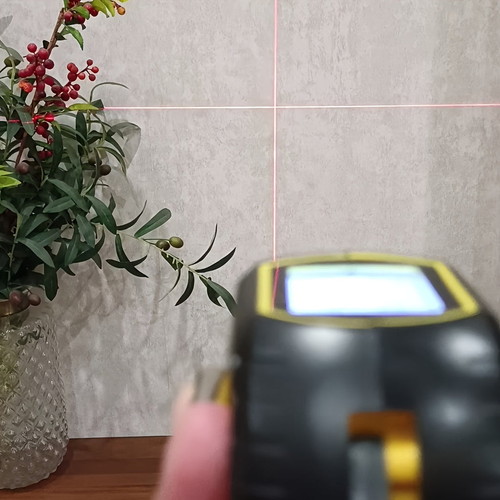 3-in-1 Laser Tape Measure – High-Precision Digital Laser Rangefinder + 16.4ft Steel Tape + Cross Laser Marking Tool (328ft Range, AAA Batteries Included)
