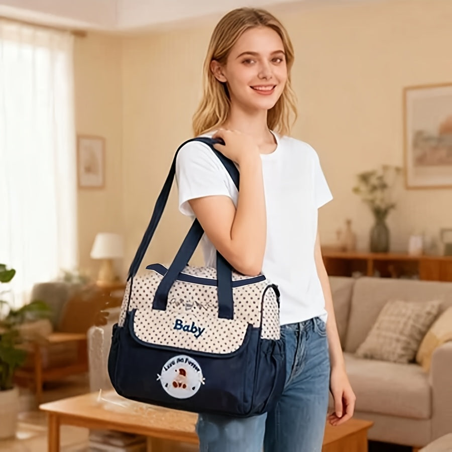 Cute Bear Crossbody Mommy Diaper Bag, Lightweight Multifunctional Single Shoulder Bag with Multi-Compartments for Travel & Outings, Fashion Portable Baby Bag for Mom