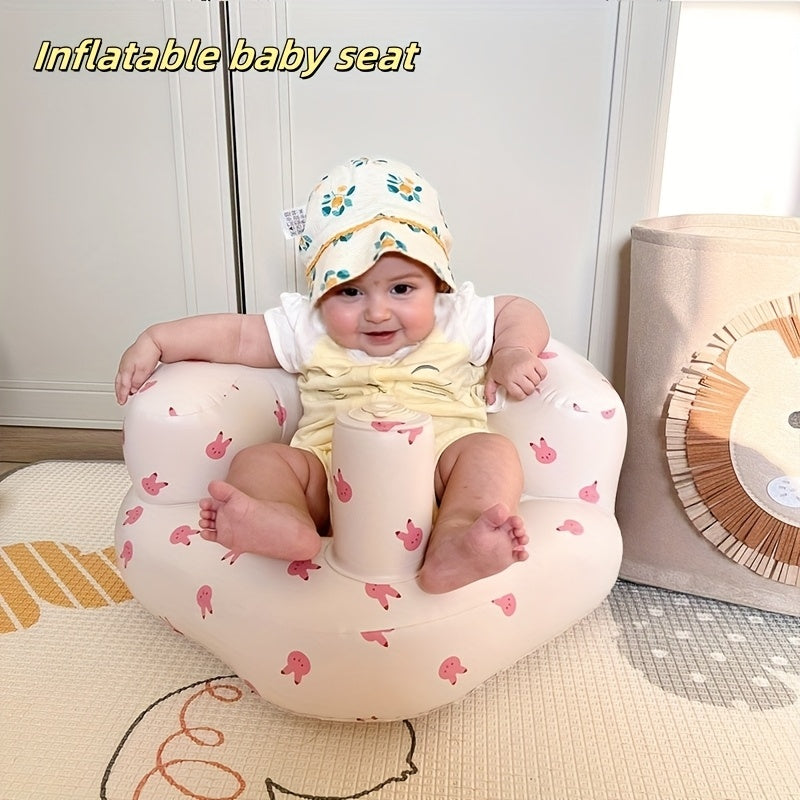 Cartoon Inflatable Baby Floor Seat Built-In Air Pump Portable Toddler Chair Indoor Outdoor Beach Sofa for 3-36 Months – Bear & Dinosaur