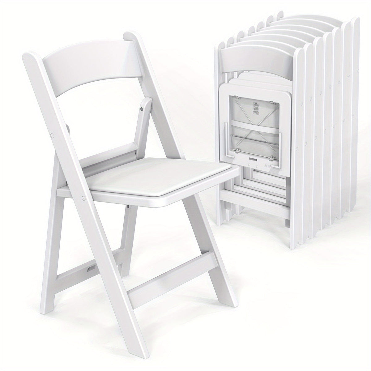 Resin Folding Chairs with Cushioned Seats – Foldable Plastic Padded Chair for Indoor Outdoor Events Weddings BBQ Camping Patio in White & Black (Set of 1 2 4 or 8)