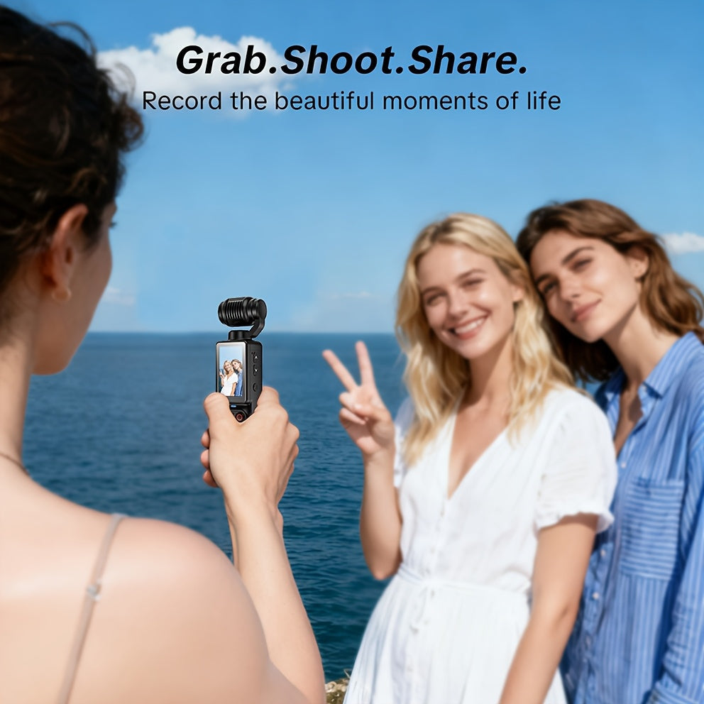 2.5K UHD Vlogging Camera with 180° Rotating Lens - 1.9" CMOS, USB Rechargeable Action Camcorder for Vlogging, Live Streaming & Outdoor Adventures - Black