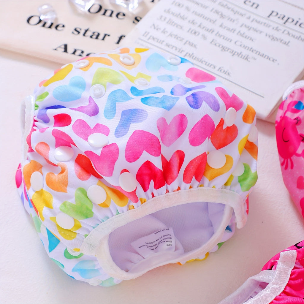 3-Pack Reusable Baby Swimming Diapers, Adjustable Snap One-Size Washable Swim Nappy Diapers for Baby Girls & Toddlers, Eco-Friendly Reusable Swim Diapers, Ideal Baby Shower & Christmas Gift