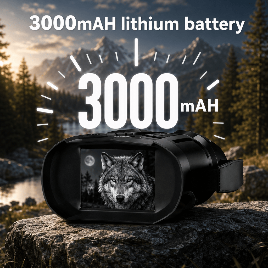 Night Vision Binoculars with 3" IPS Screen - 5W IR, 1080P HD Video, 10X Zoom, 800m Night Range, 7-Level Adjustable Infrared for Hunting Camping Security Surveillance Wildlife - Black