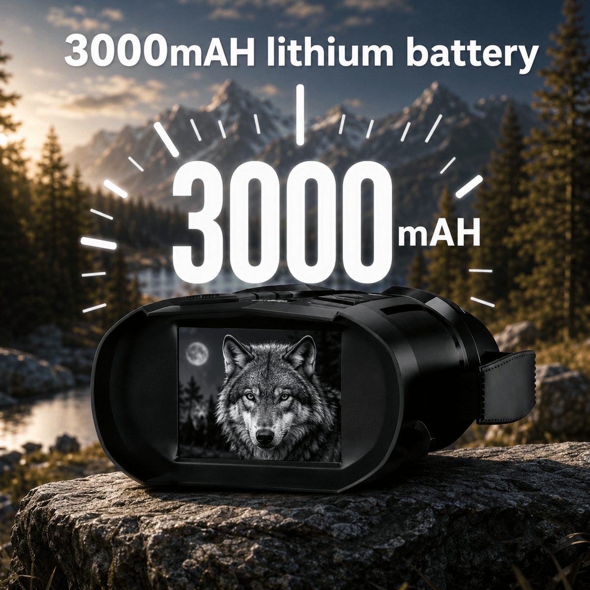 Night Vision Binoculars with 3" IPS Screen - 5W IR, 1080P HD Video, 10X Zoom, 800m Night Range, 7-Level Adjustable Infrared for Hunting Camping Security Surveillance Wildlife - Black