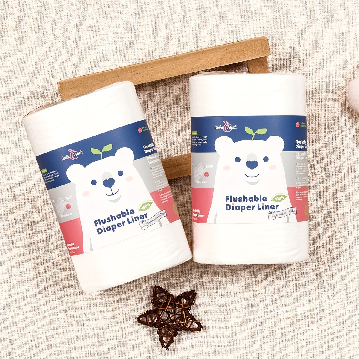 2-Pack Bamboo Flushable Diaper Liners for Baby Cloth Diapers, Fragrance-Free & Chlorine-Free Disposable Cloth Diaper Inserts, Gentle on Baby Skin, S+S S+L & L+L Size Options