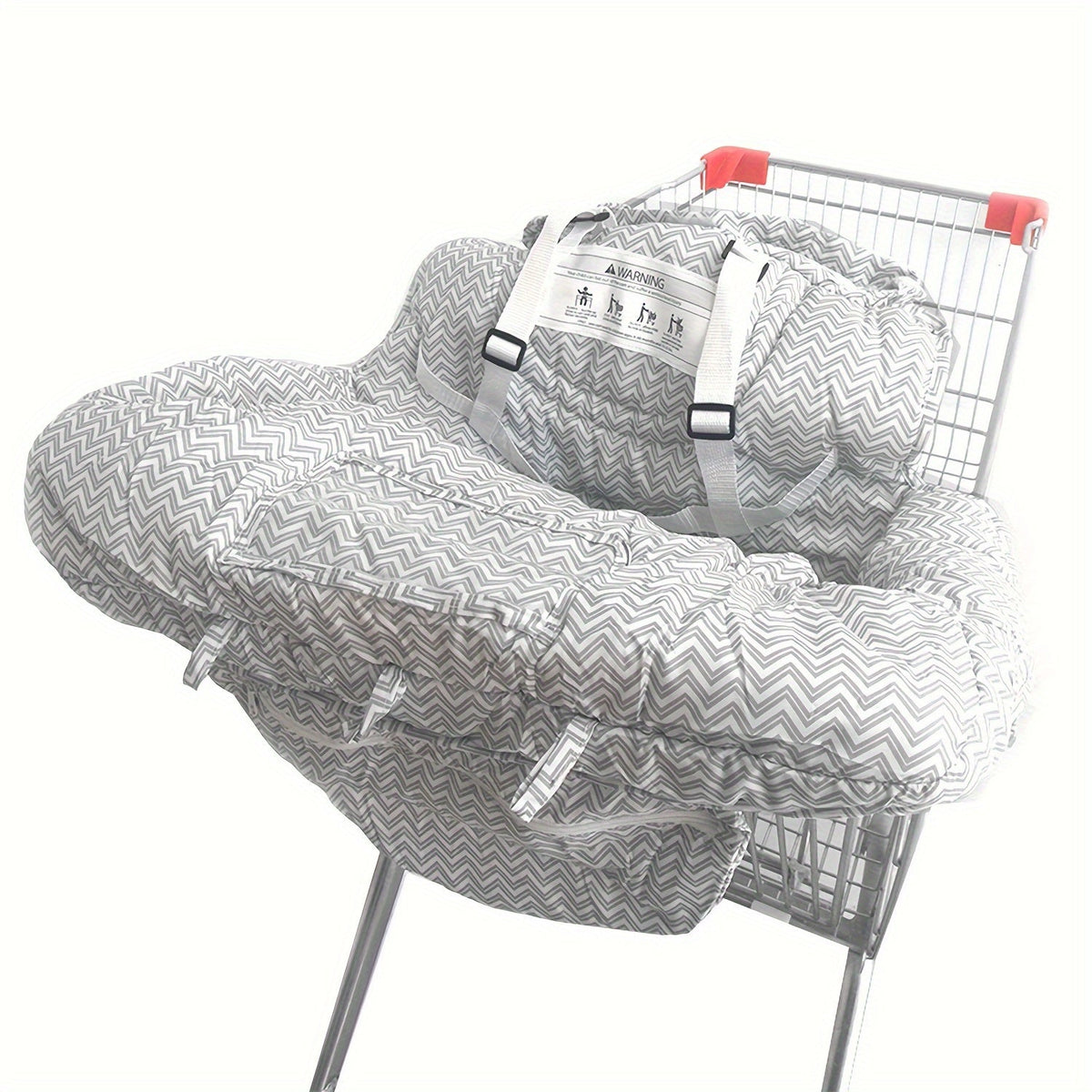 Baby Shopping Cart Cover & High Chair Cushion, Soft Premium Fabric Baby Cart Seat Cover for Supermarket Shopping Carts High Chairs & Trolleys, Skin-Gentle Padded Baby Outing Seat Cushion, Grey Stripe