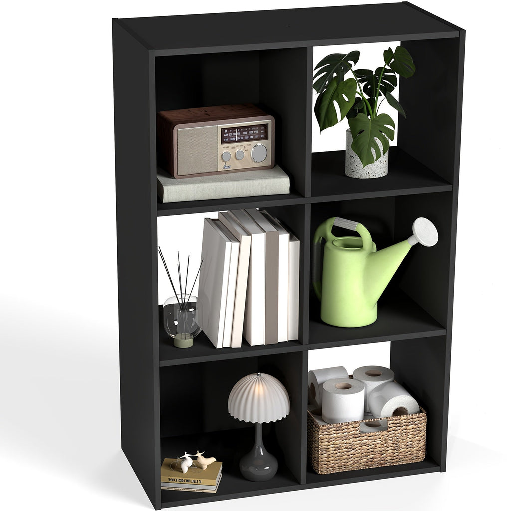 6/8/9-Cube Storage Organizer - Removable Back Panels, Open Bookshelf & Display Bookcase for Office, Living Room & Entryway - Black