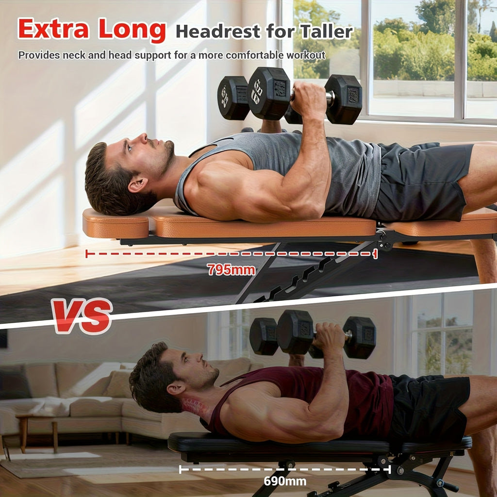 10-Position Adjustable Weight Bench, 800 Lb Capacity, Foldable Heavy-Duty Design, Full Body Strength Training, for Home Gym Workout