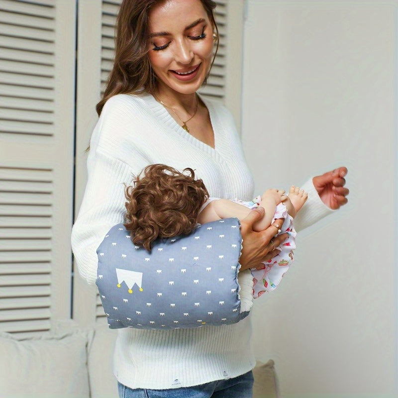 Ergonomic Baby Feeding Pillow & Nursing Armrest Cushion with Adjustable Strap, Soft Polyester Breastfeeding Support Pillow for Bottle Feeding & Nursing, Travel-Friendly Infant Arm Pillow