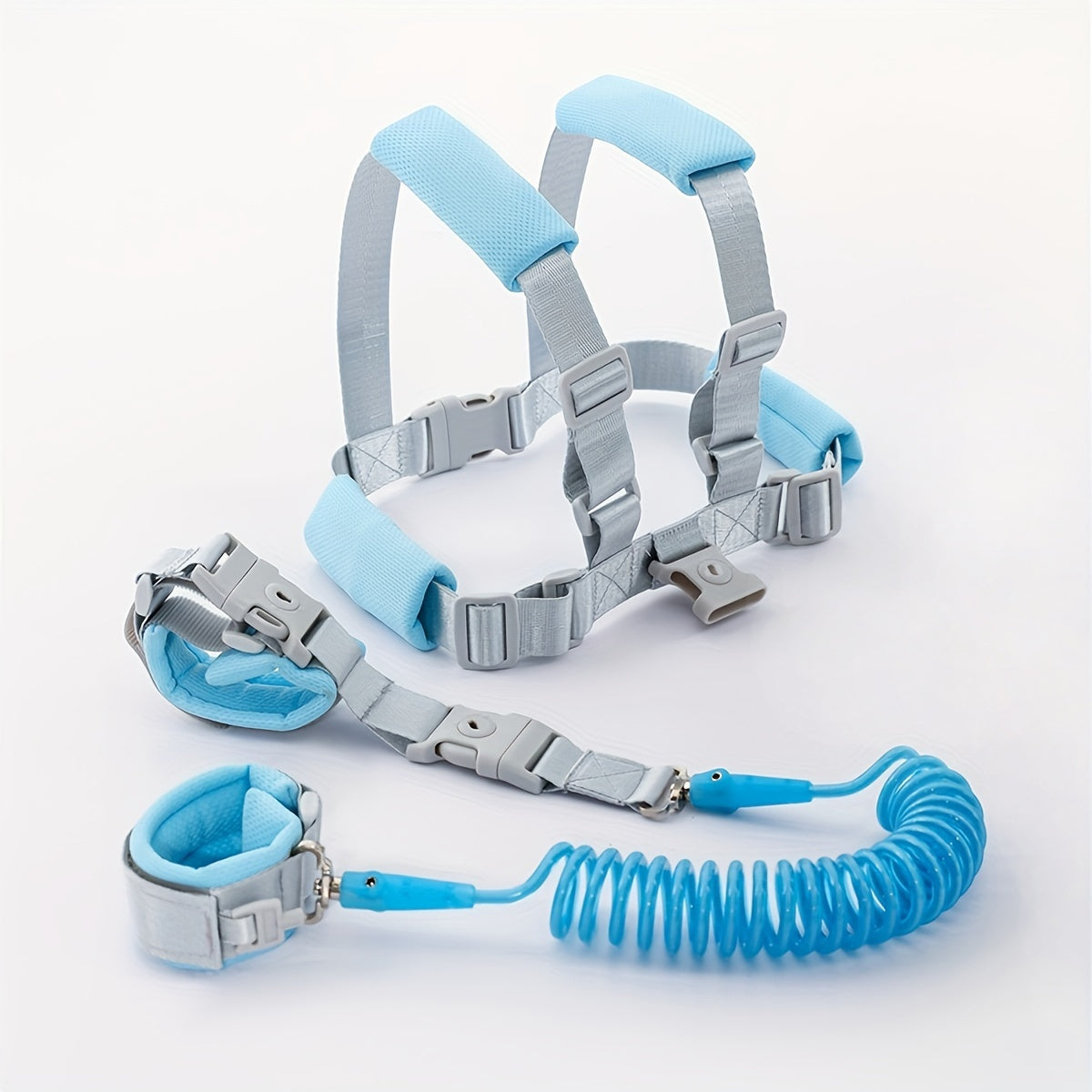 Baby Anti-Lost Wrist Leash Safety Harness, Retractable Spring Traction Rope with Wristband & Key Lock, Toddler Walking Leash for Parents & Kids in 55 & 63 Inch Lengths, Blue & Pink