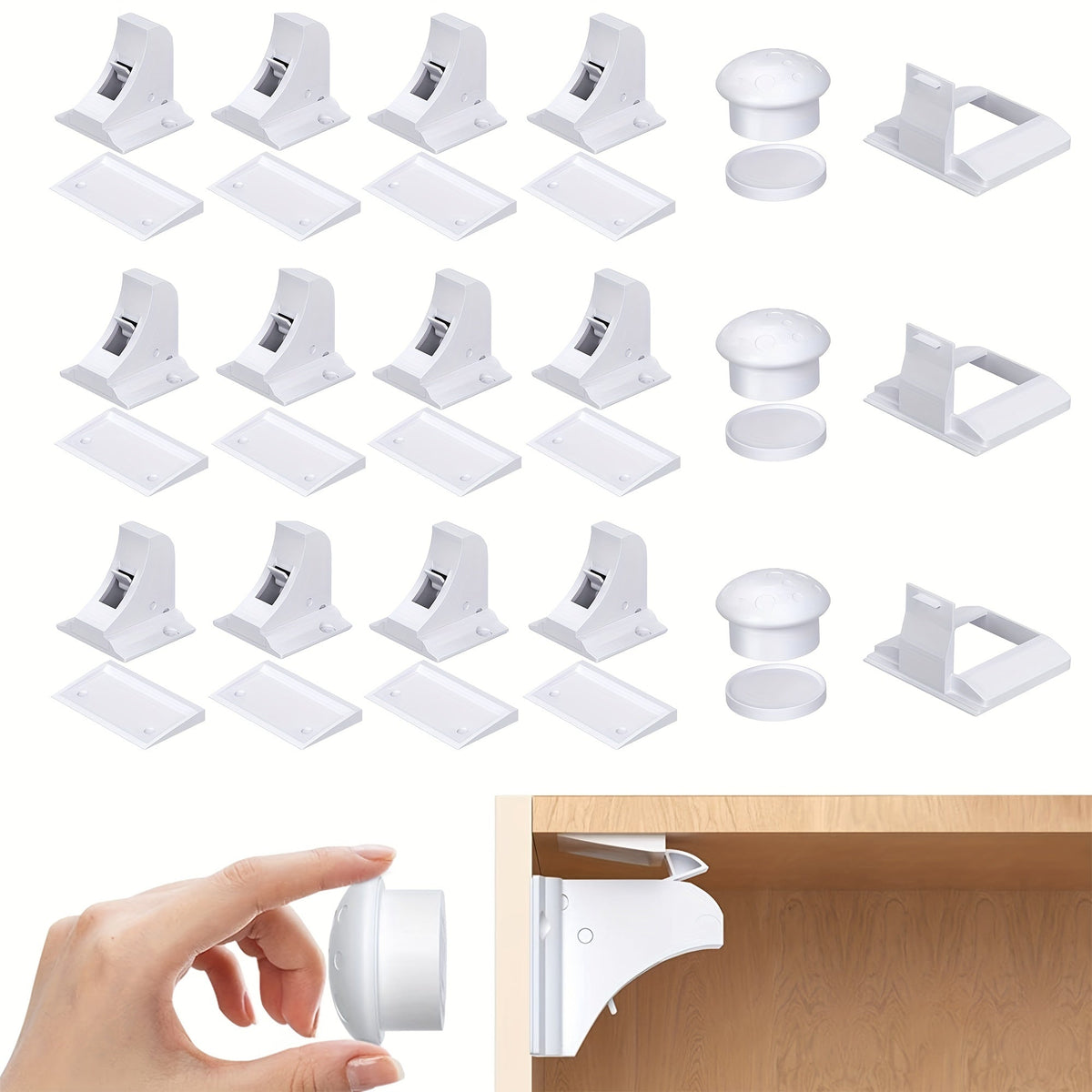 12-Pack Magnetic Cabinet Locks Child Safety with 3 Keys No Drill Invisible Adhesive Cupboard Drawer Locks for Baby Proofing Kitchen