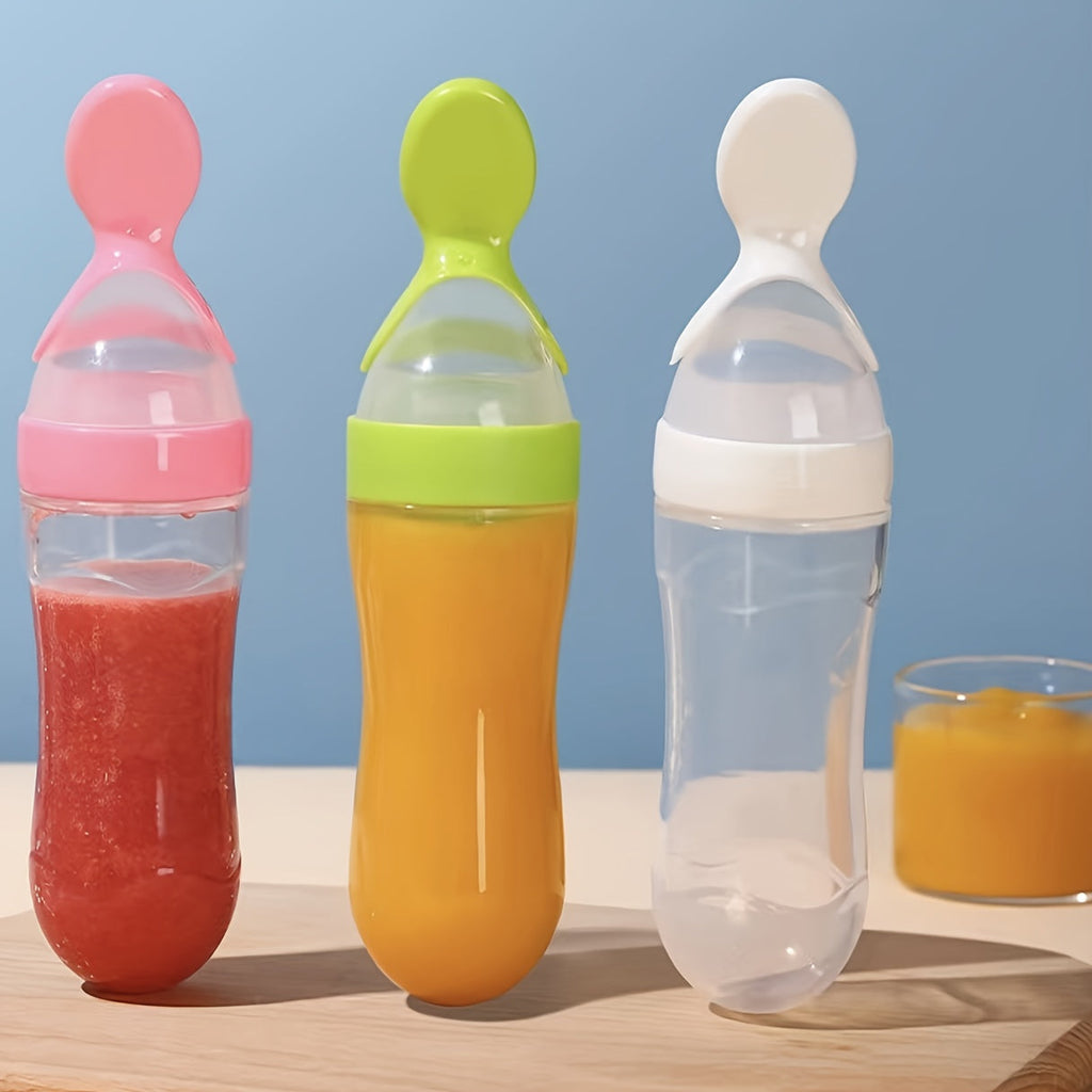 7-Piece Baby Feeding Set with Silicone Squeeze Bottles Spoons & Fresh Food Feeder Pacifiers, 3-Size Nipples, Complete Toddler Feeding Starter Kit, BPA-Free Baby Food Dispensing Set