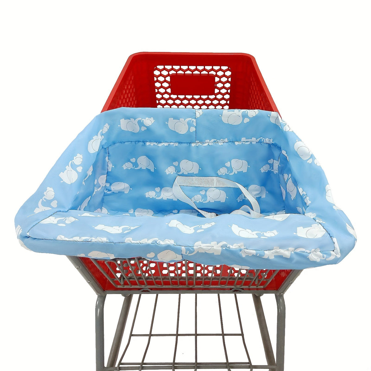 Baby Shopping Cart Seat Cover & High Chair Cushion, Foldable Portable Protective Seat Pad for Supermarket Carts Trolleys & High Chairs, Pink Elephant & Blue Elephant
