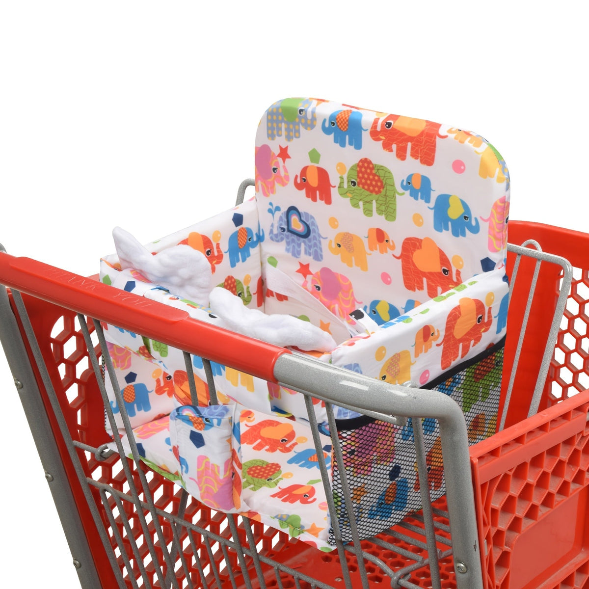 Baby Shopping Cart Cover & High Chair Cushion, Soft Padded Fully Enclosed Seat Cushion with Side Pocket, Portable Foldable Infant Seat Cover for Grocery Cart & Wooden Dining Chair