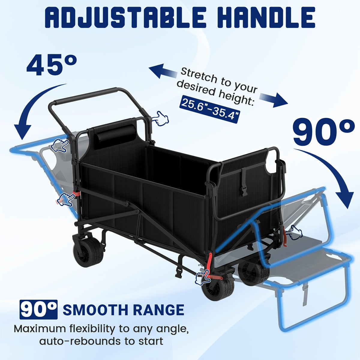 Heavy Duty Folding Wagon 2-in-1 Collapsible Cart and Beach Chair 400 420 650LBS Capacity All-Terrain 360 Swivel Wheels with Brakes Side Pockets for Camping Beach Groceries