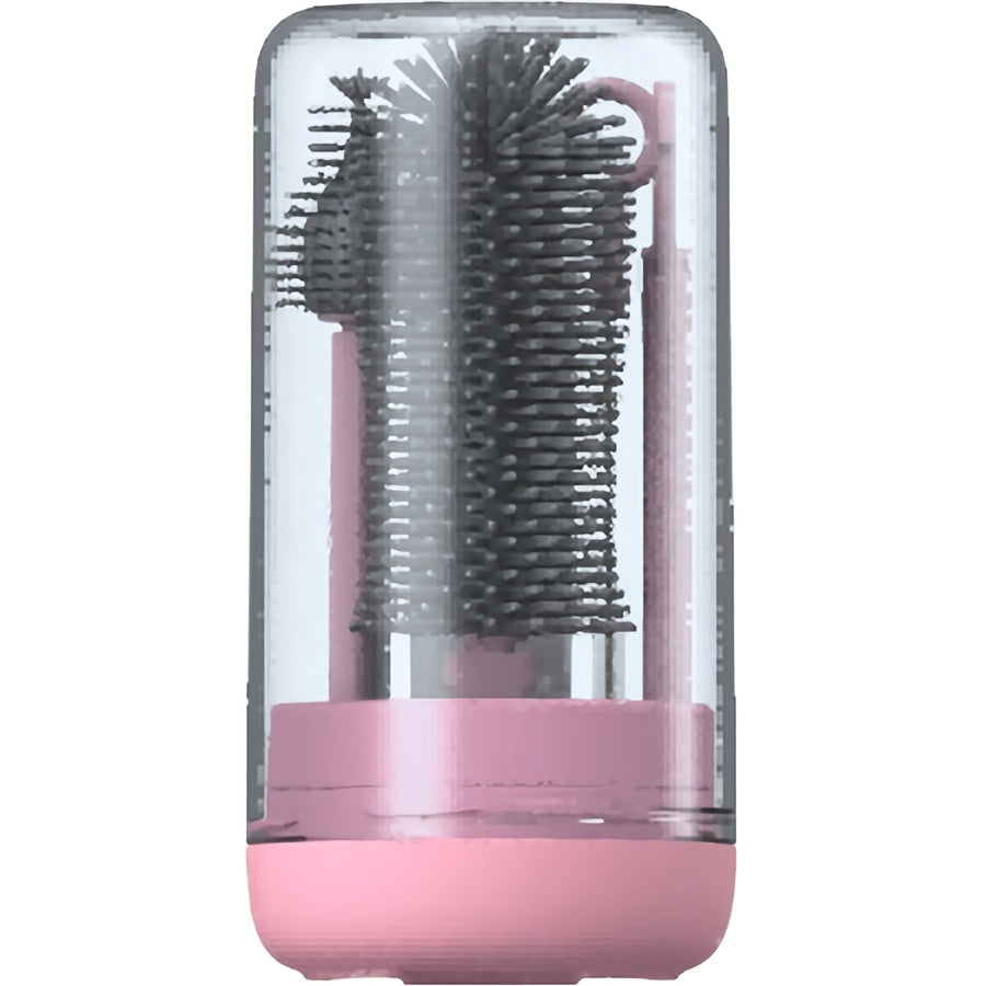 Portable Baby Bottle Brush Set with Nipple Brush Straw Brush Cup Brush – Travel Bottle Cleaning Kit for Feeding Essentials Blue Pink Yellow