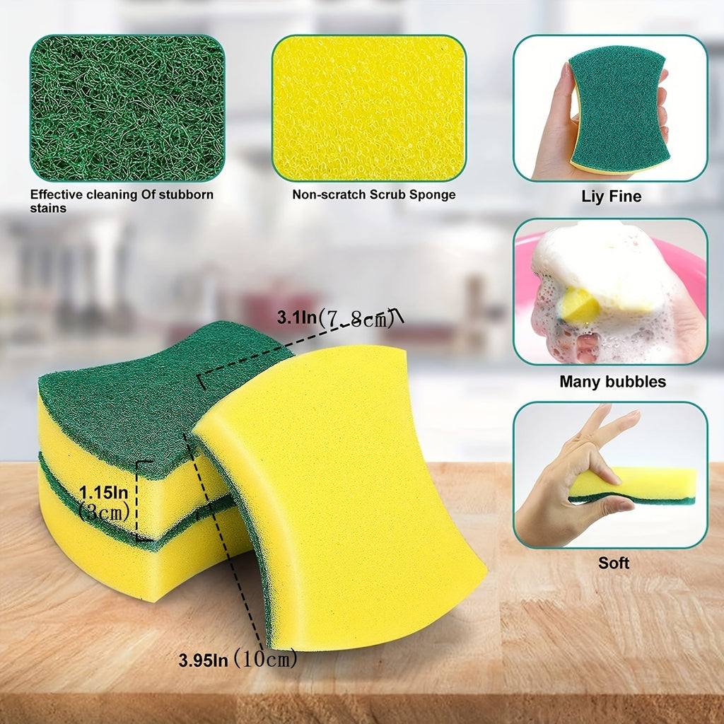 12/24-Piece Kitchen Cleaning Sponge Set - Polyurethane Dish Sponge & Scouring Pad for Effortless Dishware Scrubbing